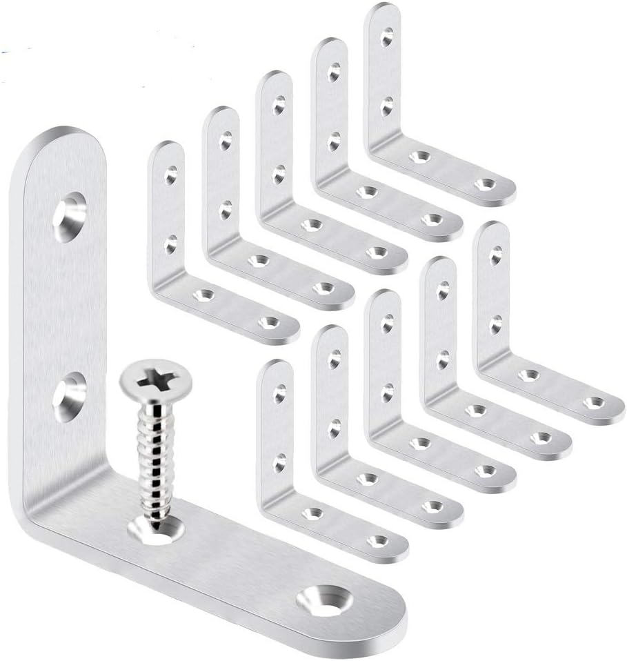 Buy LuckIn 20-Pack Corner Brace 2-12 inch, Heavy Duty Brushed Stainless ...