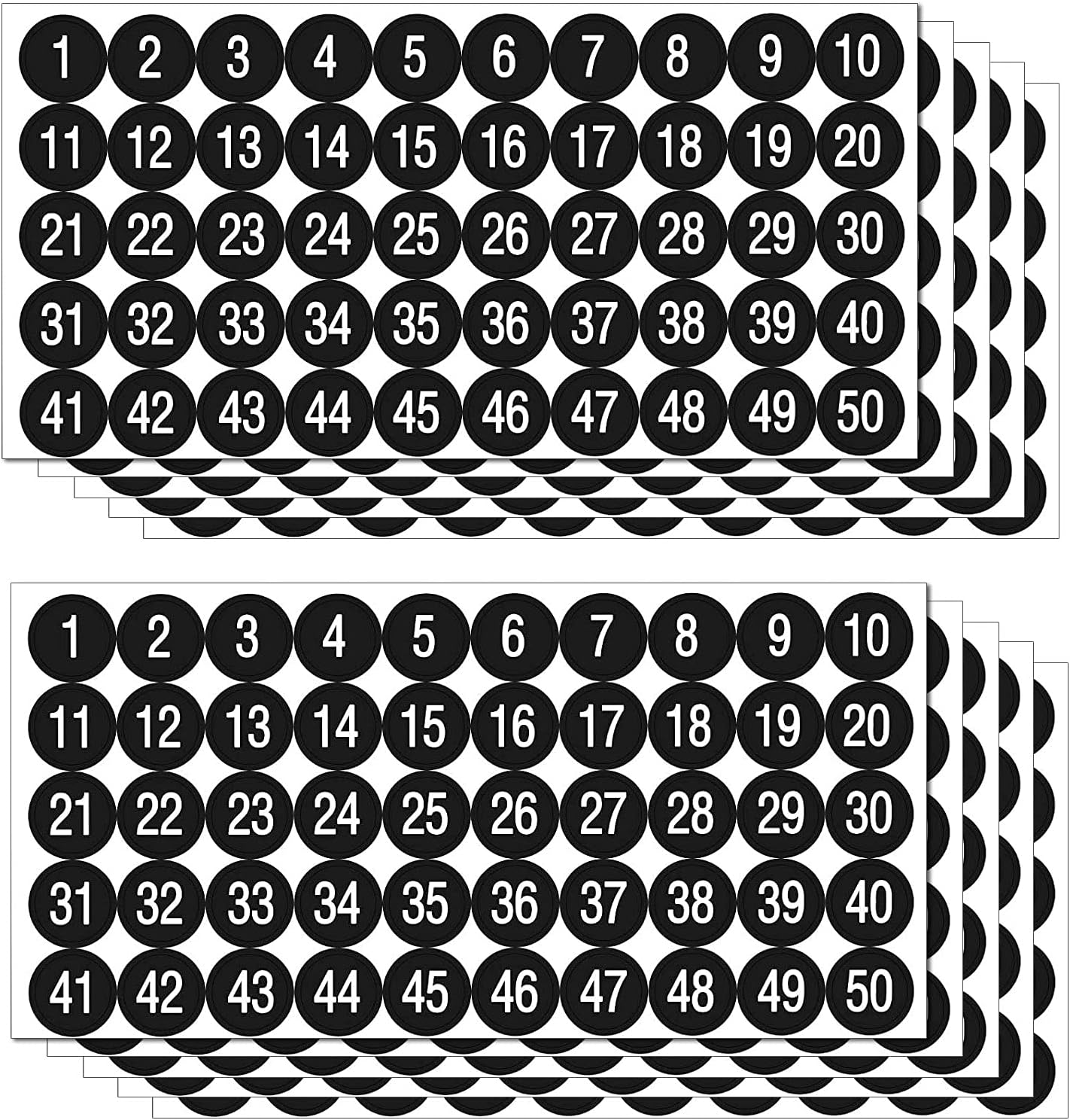 Buy Number Stickers Vinyl 10 Sheets 1 to 50 , Consecutive Round Number ...